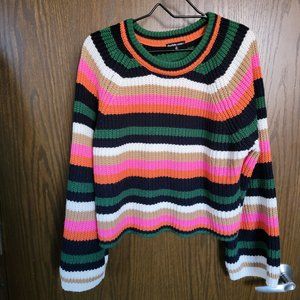 Charlotte Russe Oversize Striped Cropped Sweater Size 1X Rainbow Bright Colors!